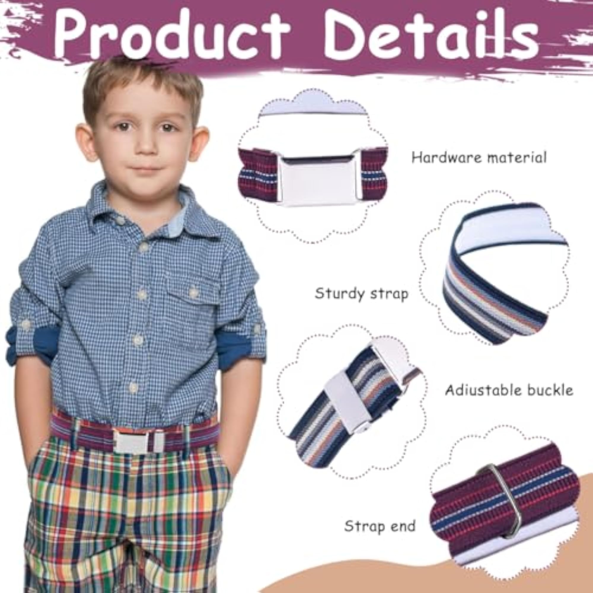 2 Pcs Quick Release Elastic Waist Belt for Ages 2-4